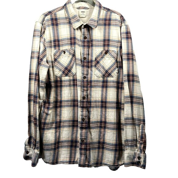 Vans Men's Flannel Shirt Size Large Off The Wall Plaid Long Sleeve Button Up - Picture 1 of 8